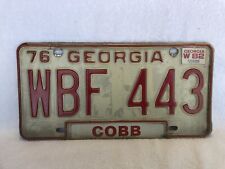 Vintage 1976 1982 Georgia License Plate Cobb County picture