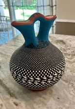 Melissa Antonio Acoma Pueblo Pottery Handmade Native American Wedding Vase picture