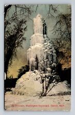 Detroit MI-Michigan, Ice Fountain, Washington Boulevard Vintage c1912 Postcard picture