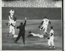 1962 Press Photo Umpire calls an out in Dodgers vs. Pirates game, Los Angeles CA picture