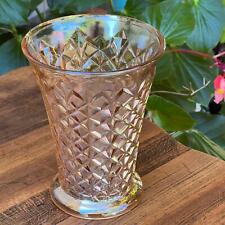 Vintage Sowerby Diamond Pinwheel Peach Carnival Glass Vase picture