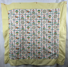 Vtg Handmade Folk Art Mexican Motif Small Tablecloth or Square Topper 43