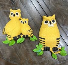 Vintage 1976 Homco Owls Wall Hangings Set of 2 Retro Home Decor picture