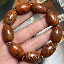Tibetan Natural Agate Dzi Beads Bracelet Amulet Magic Power Tibetan Old picture