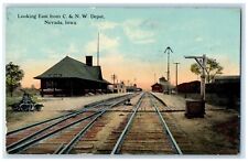c1910's Looking East From C & N W Depot Train Station Nevada Iowa IA Postcard picture