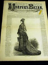 Harper's Bazar Aug 19, 1876 VICTORIAN HATS VISITING DINNER DRESSES OVER DRESSES picture