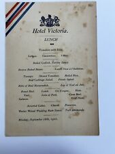 VICTORIAN RESTAURANT MENU SEPT 16, 1901 HOTEL VICTORIA  CODFISH LAMB STEW A93 picture