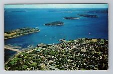 Mt Desert Island ME-Maine, Aerial Bar Harbor, Antique, Vintage c1964 Postcard picture