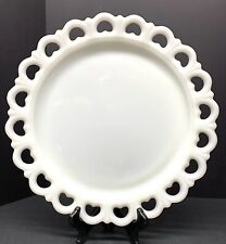 Vintage 13” Anchor Hocking White Milk Glass Lace Edge Platter Cake Plate picture