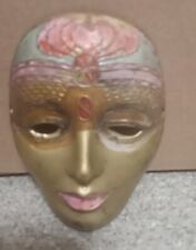Vintage Brass Woman Ornate Face Mask Made In India picture