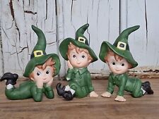 Vintage Lefton Leprechaun St. Patricks Day Figurines 3 Pcs. Set 3