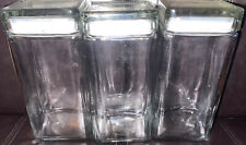 Anchor Hocking Set of 3 Square Glass Canisters With Silicone Seal 9.25