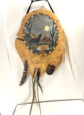 OLD GENUINE Native American Pieces - Wolf Painting on  Hide, MEDICINE BAG, Fur, picture