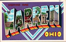 Postcard Greetings From Warren OH Ohio Large Letter PC8 picture