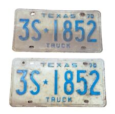 Vintage Antique Pair 1970 Texas Truck license plates 3S-1852 picture