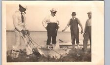 SHARK CAUGHT original real photo postcard rppc FISHING VIEW 1910s picture