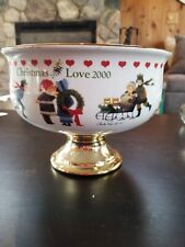 Charles Wysocki Christmas Love 2000 Porcelain Bowl Gilded Pedestal Teleflora picture