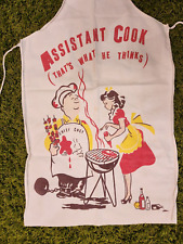 Wifes Assistant Cook Hot Dog BBQ Cook Out Chef Apron Vtg MCM Joke Cartoon Funny picture