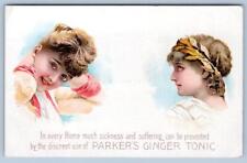 PARKERS GINGER TONIC*HAIR BALSAM*HINDERCORNS*QUACK MEDICINE*VICTORIAN TRADE CARD picture