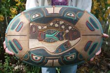 LG VINTAGE PACIFIC NORTHWEST HAIDA STYLE CARVED NATIVE WOOD TRIBAL FEAST PLATTER picture