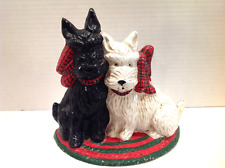 Vintage Midwest Imports Cast Iron Door Stop Featuring Scottish Terriers & Bows picture