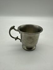VINTAGE PEWTER BABY CHILD'S BIRTH CUP~CLOCK~WEIGHT~MADE IN ENGLAND picture