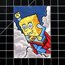 One of a Kind Sketch Card of DC Comics Superman X Spongebob Squarepants 1 of 1 picture