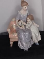 MOTHER & DAUGHTER / CHILD / GIRL LARGE PORCELAIN FIGURINE picture