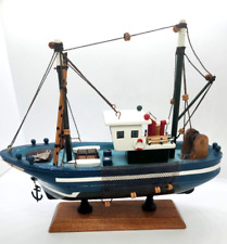 Handcrafted Wooden Model Fishing Boat Vessel Decorative Display picture
