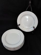 Noritake Envoy Bread Plate Set Of 8 White With Silver Trim 6.25 Inches picture