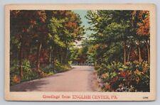 Greetings from English Center Pa Linen Postcard No 5013 picture