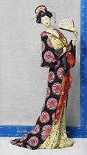 Graceful Beautiful Geisha Girl Figurine Kimono Fan Hand Painted 15