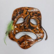 Joe's Masks Creations, Artist Joe Sutcliffe Drama Mask With Green/Yellow Feather picture