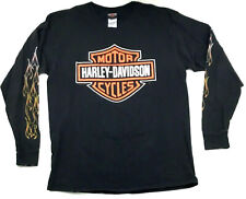 Harley Davidson T-Shirt 2-Side Bar Shield Flames Vehicle Operations Motorcycle L picture