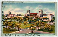 University of Chicago Campus Linen Postcard Illinois IL PM 1945 picture