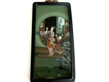 Chinese Reverse Painted Glass Hand Painted Wood  Frame & Brass Hardware picture