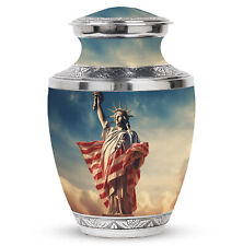 Adult Funeral Urn Statue Of Liberty Draped In American Flag (10 Inch) Large Urn picture