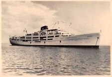 SS ROMA AT SEA ~ FLOTTA LAURO SHIP LINE, REAL PHOTO PC ~ used Tunisia 1954 picture