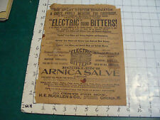 ELECTRIC BITTERS 1906 double sided paper, worn as shown, SCARCE picture
