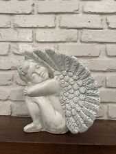 Rustic Resin Sculpture Made In Mexico , Baby Angel With Big Wins  picture