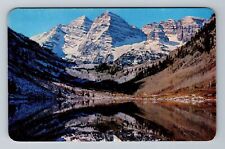 Aspen CO-Colorado, Maroon Peaks & Lake Vintage Souvenir Postcard picture