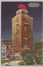 Harrisburg Pennsylvania Harrisburg Hotel Night View Linen Postcard picture