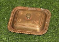 1870's Vintage Old Brass Handmade Inlay Engraved Soap Case/Box with Lid Rare picture