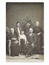 Italian Family Cross Necklace on Older Lady Serious Faces Antique Vintage Photo picture