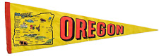 Vintage OREGON Map Astoria Portland Seaside Dino Yellow Felt Pennant 23