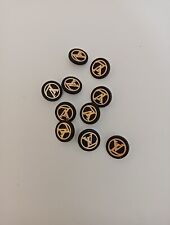 Lot Of 10  LV Shank Button, 18mm Black & Gold Designer Button REPLACEMENT BUTTON picture