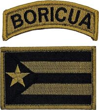 Puerto Rico Flag Boricua Tab Rocker Morale Patch - 2PC Bundle  -3.0 inch HOOK picture