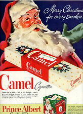 1948 Original Vintage Smiling Santa Claus Ad. Camel Cigarettes. Large Color Page picture