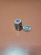 Vintage Tiny Hexagonal Cloisonne Pill Box Enamel Metal picture