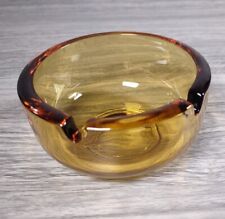 Vintage MCM Brown Yellow Amber Thick Glass Round Ashtray 3.75